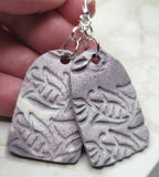 Embossed Arched Shape Polymer Clay Dangle Earrings with Glitter