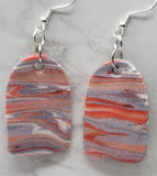 MultiColor Striated Arched Shape Polymer Clay Dangle Earrings