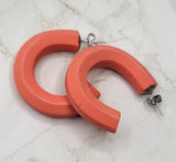 Orange Hoop Polymer Clay Post Earrings