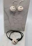Mummy Head Polymer Clay Earrings And Necklace Set