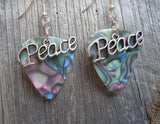 Peace Text Charm Guitar Pick Earrings - Pick Your Color