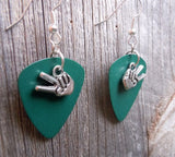 CLEARANCE Peace Sign Fingers Charm Guitar Pick Earrings - Pick Your Color