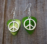 Peace Sign Charm Guitar Pick Earrings - Pick Your Color