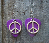 Peace Sign Charm Guitar Pick Earrings - Pick Your Color