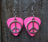 Peace Sign Charm Guitar Pick Earrings - Pick Your Color