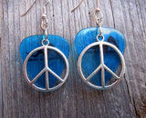 CLEARANCE Peace Sign Charm Guitar Pick Earrings - Pick Your Color