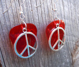 CLEARANCE Peace Sign Charm Guitar Pick Earrings - Pick Your Color