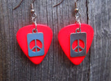 CLEARANCE Peace Sign Cut Out Charm Guitar Pick Earrings - Pick Your Color