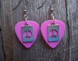 CLEARANCE Peace Sign Cut Out Charm Guitar Pick Earrings - Pick Your Color