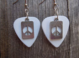 CLEARANCE Peace Sign Cut Out Charm Guitar Pick Earrings - Pick Your Color