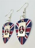 CLEARANCE Peace Sign Cut Out Charm Guitar Pick Earrings - Pick Your Color