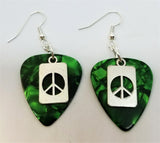 CLEARANCE Peace Sign Cut Out Charm Guitar Pick Earrings - Pick Your Color