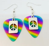 CLEARANCE Peace Sign Cut Out Charm Guitar Pick Earrings - Pick Your Color