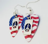 CLEARANCE Peace Sign Cut Out Charm Guitar Pick Earrings - Pick Your Color