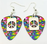 CLEARANCE Peace Sign Cut Out Charm Guitar Pick Earrings - Pick Your Color