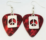 CLEARANCE Peace Sign Cut Out Charm Guitar Pick Earrings - Pick Your Color