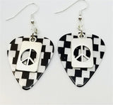 CLEARANCE Peace Sign Cut Out Charm Guitar Pick Earrings - Pick Your Color