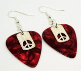 CLEARANCE Small Peace Sign Cut Out Charm Guitar Pick Earrings - Pick Your Color