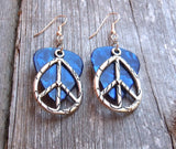 CLEARANCE Large Oval Peace Sign Charm Guitar Pick Earrings - Pick Your Color