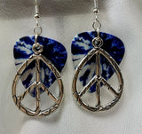 CLEARANCE Large Oval Peace Sign Charm Guitar Pick Earrings - Pick Your Color