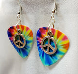 CLEARANCE Small Peace Sign Charm Guitar Pick Earrings - Pick Your Color