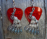 Peacock Charm Guitar Pick Earrings - Pick Your Color