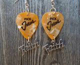 Pick Jesus Guitar Pick Earrings with Faith Charms - Pick Your Color