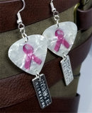 Pink Ribbon Guitar Picks with Strong is Beautiful Charm Dangle