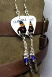 Classic Pin Up U.S. Air Force Guitar Pick Earrings with Silver Charm and Swarovski Crystal Bicone Dangles