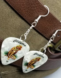 Blonde Hawaiian Pin Up Girl Dangling Guitar Pick Earrings