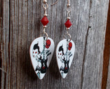 Red and Black Rocker Girl Guitar Pick Earrings with Red Swarovski Crystals