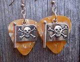 CLEARANCE Skull and Crossbones Pirate Flag Charm Guitar Pick Earrings - Pick Your Color