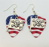 CLEARANCE Skull and Crossbones Pirate Flag Charm Guitar Pick Earrings - Pick Your Color
