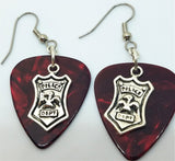 CLEARANCE Police Shield Charm Guitar Pick Earrings - Pick Your Color