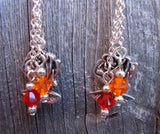 Winnie the Pooh Guitar Pick Earrings with Silver Rose Charm and Swarovski Crystal Dangles