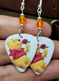 Winnie the Pooh Guitar Pick Earrings with Orange Swarovski Crystals