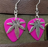 CLEARANCE Marijuana Leaf Charm Guitar Pick Earrings - Pick Your Color
