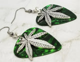 CLEARANCE Marijuana Leaf Charm Guitar Pick Earrings - Pick Your Color