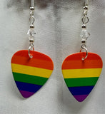 CLEARANCE Pride Rainbow Guitar Pick Earrings with Clear Swarovski Crystals