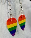 CLEARANCE Pride Rainbow Guitar Pick Earrings with Clear Swarovski Crystals