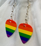 CLEARANCE Pride Rainbow Guitar Pick Earrings with Clear Swarovski Crystals