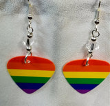 CLEARANCE Pride Rainbow Guitar Pick Earrings with Clear Swarovski Crystals