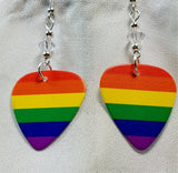 CLEARANCE Pride Rainbow Guitar Pick Earrings with Clear Swarovski Crystals
