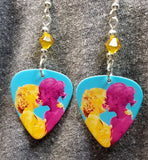 CLEARANCE Pride Love Woman Guitar Pick Earrings with Yellow Swarovski Crystals