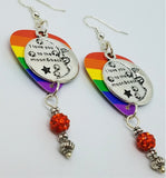 CLEARANCE I Love You To The Moon And Back Pride Rainbow Guitar Pick Earrings with Orange Pave Dangles