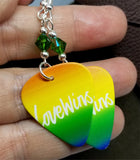 Love Wins Pride Guitar Pick Earrings with Green AB Swarovski Crystals