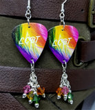 CLEARANCE LGBT Pride Guitar Pick Earrings with Swarovski Crystal Dangles