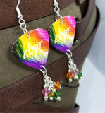 CLEARANCE LGBT Pride Guitar Pick Earrings with Swarovski Crystal Dangles
