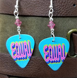 Equal Pride Guitar Pick Earrings with Pink Swarovski Crystals