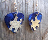 CLEARANCE Puzzle Piece Charm Guitar Pick Earrings - Pick Your Color - Autism Awareness